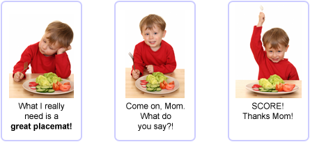 Boy who wants placemats
